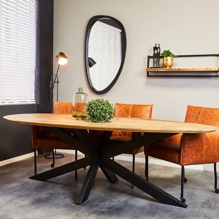 Starfurn Eetkamertafel Arlington Ovaal Mangohout Staal 210 cm