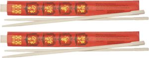 Merkloos Sans marque Eetstokjes gemaakt van bamboe in rood papieren zakje 4x stuks Herbruikbare eetstokjes voor sushi Milieuvriendelijk