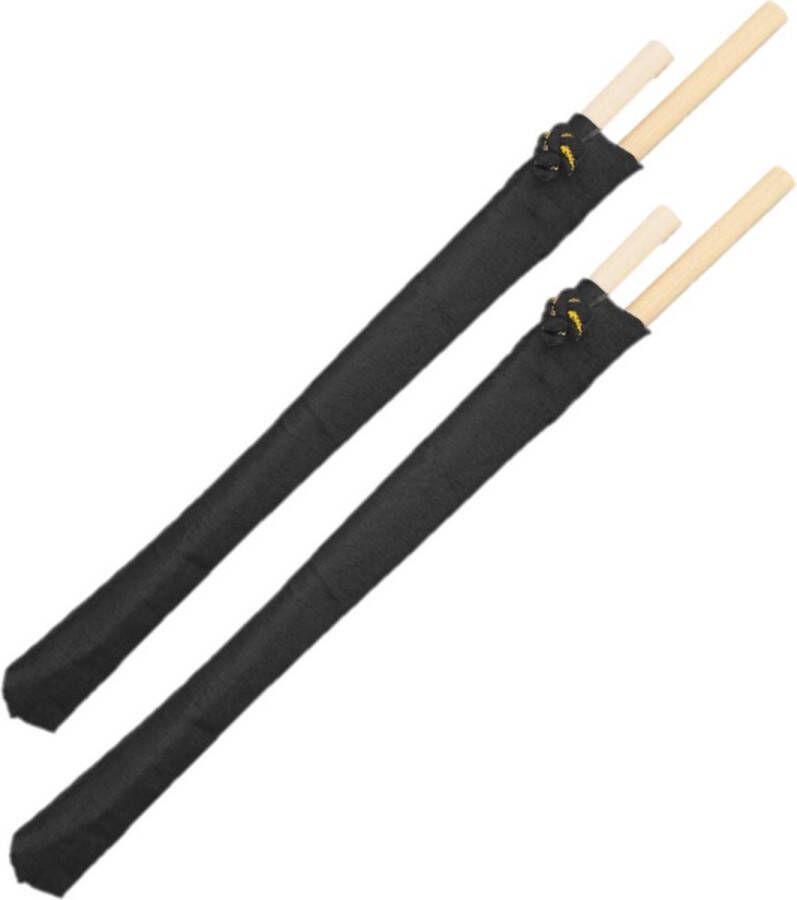 Merkloos Sans marque Eetstokjes gemaakt van bamboe in zwart stoffen zakje 12x stuks Herbruikbare eetstokjes voor sushi Milieuvriendelijk