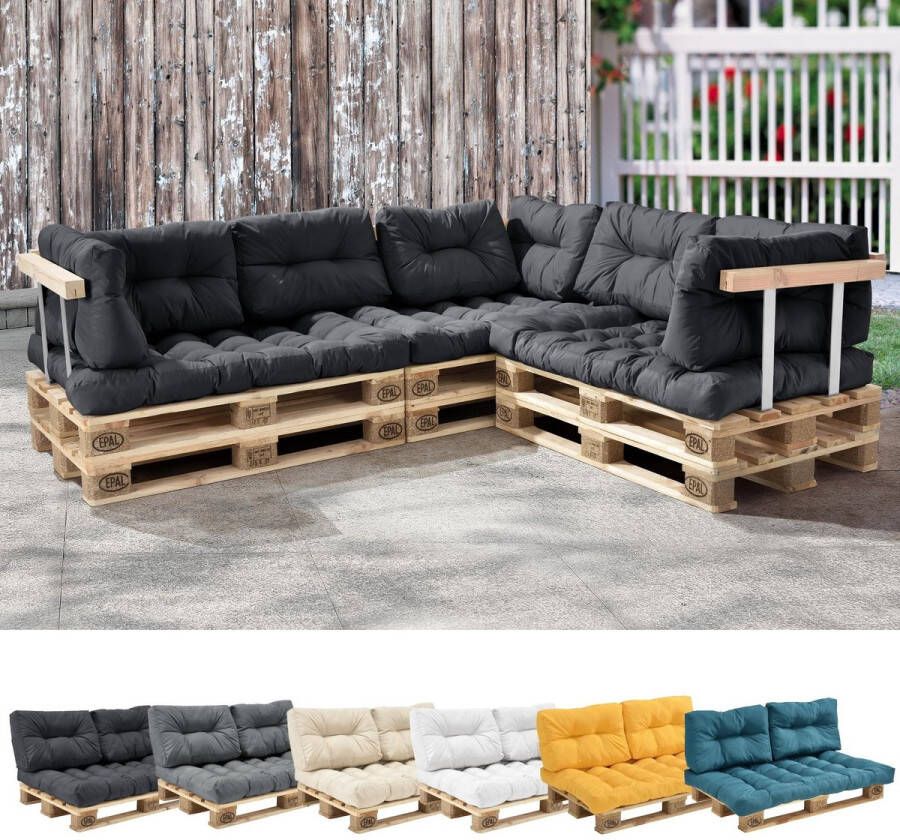 Merkloos Sans marque en.casa Zitkussen Palletbank 120 x 80 x 12 cm Donkergrijs