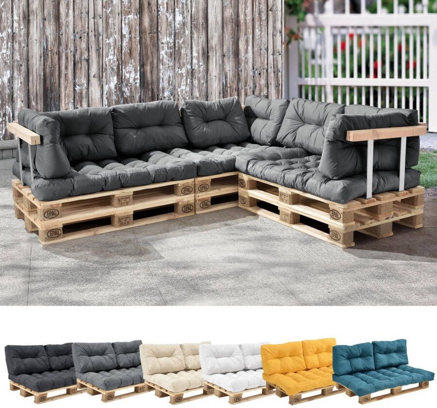 Merkloos Sans marque en.casa Zitkussen Palletbank 120 x 80 x 12 cm Lichtgrijs