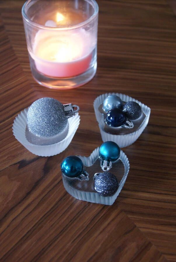 Merkloos Sans marque Epoxy Resin Kerstversiering Set van 3 Kerst Ornamenten Blauw en Zilver Epoxy Giethars Kerstdecoratie