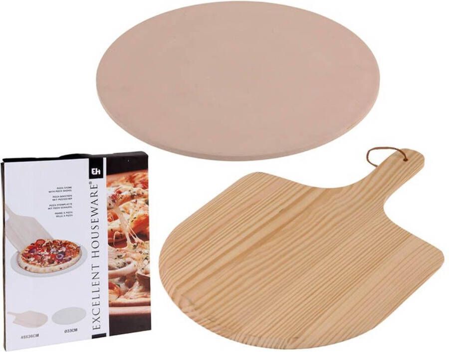 Merkloos Sans marque Excellent Houseware Pizza-baksteen met pizza-schep