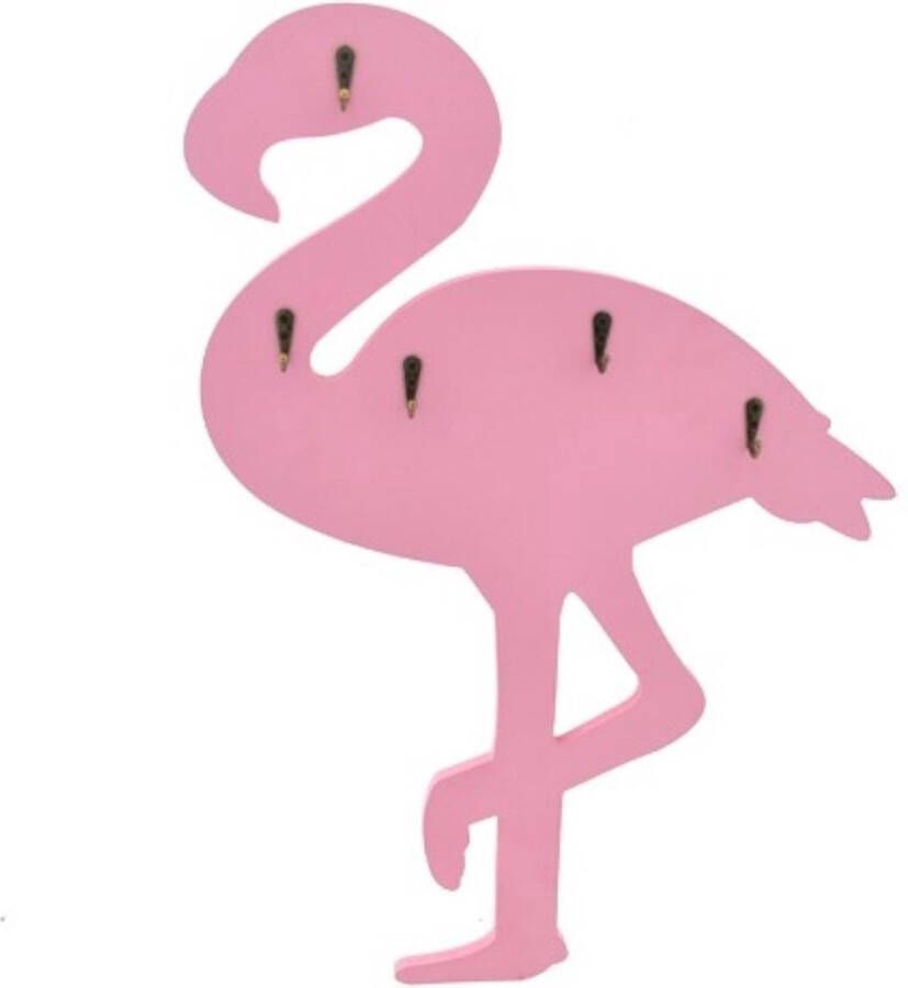 Merkloos Sans marque Flamingo kinderkapstok Roze Hout 5 haken