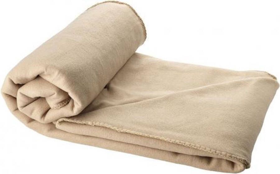Merkloos Sans marque Fleece deken beige 150 x 120 cm