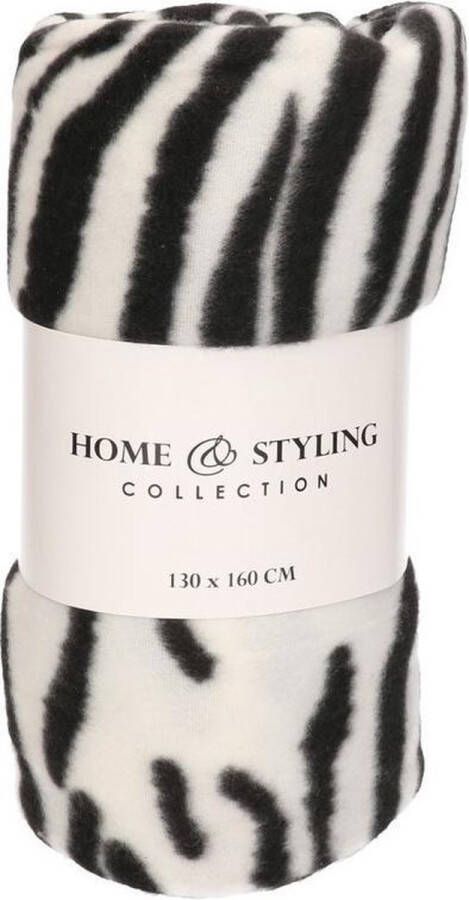 Merkloos Sans marque Fleece deken zebra print 130 x 160 cm Woondecoratie plaid dekentje met dierenprint