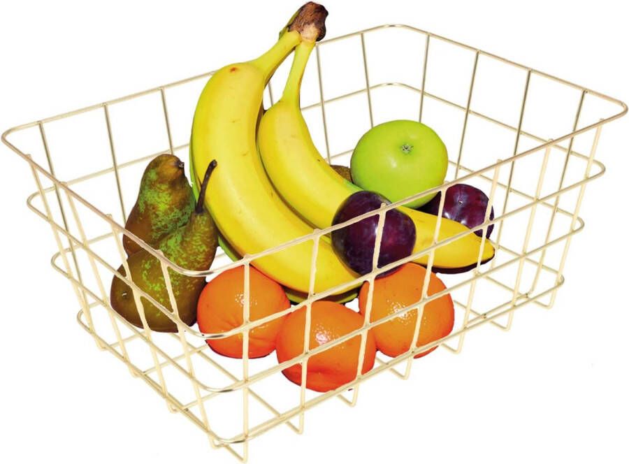 Merkloos Sans marque Fruitschaal fruitmand middelgroot staaldraad goud 30 x 21 cm Keuken mandjes voor groente en fruit