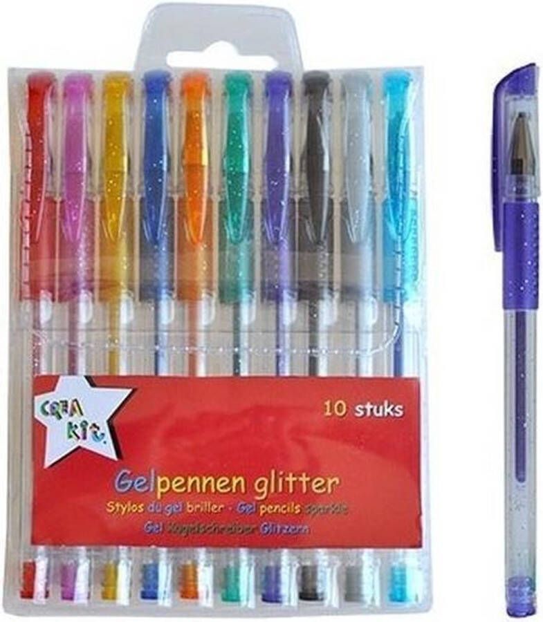 Merkloos Sans marque Gekleurde gelpennen met glitter 10 stuks Tekenspullen voor kinderen Hobby knutelmateriaal