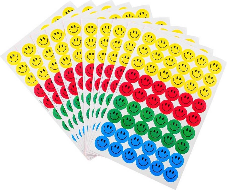 Merkloos Sans marque Gekleurde smiley stickers | 5 vellen | 54 stickers per vel |