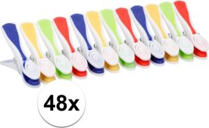 Merkloos Gekleurde Wasknijpertjes 48 Stuks Plastic Knijpers Wasspelden