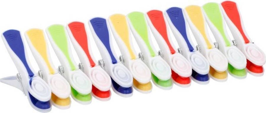 Merkloos Sans marque Gekleurde wasknijpers 132x stuks plastic knijpers wasspelden Handige camping wasknijpers