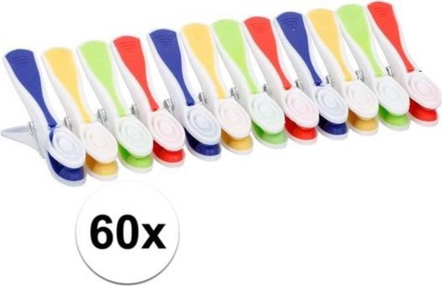Merkloos Sans marque Gekleurde wasknijpers 60 stuks plastic knijpers wasspelden
