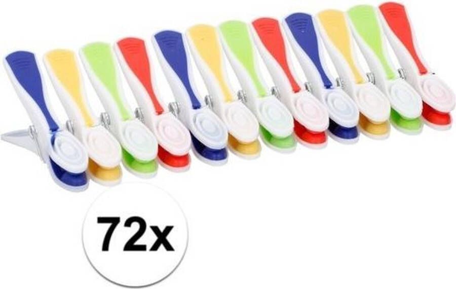 Merkloos Sans marque Gekleurde wasknijpers 72 stuks plastic knijpers wasspelden
