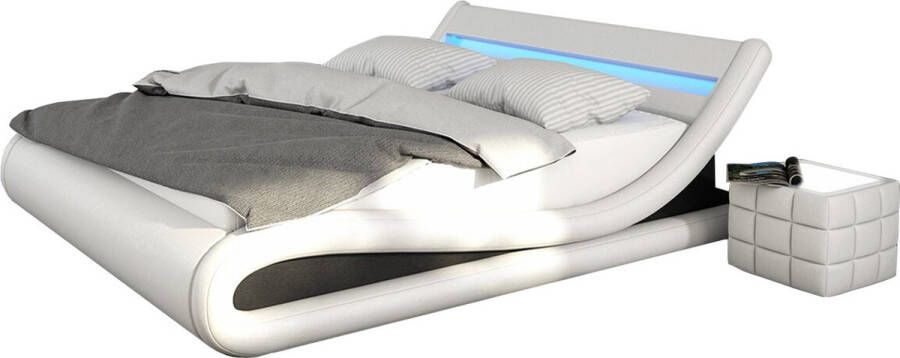 SalesFever Bekleed ledikant met ledverlichting imitatieleer design bed in een modern model