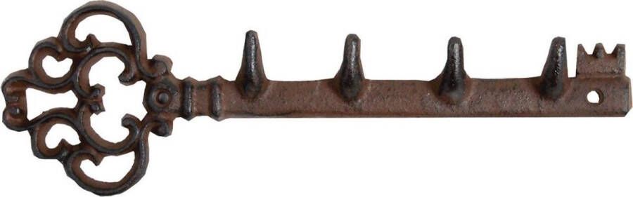 Merkloos Sans marque Gietijzeren sleutelrekje met 4 haken 30 cm Sleutels opbergen
