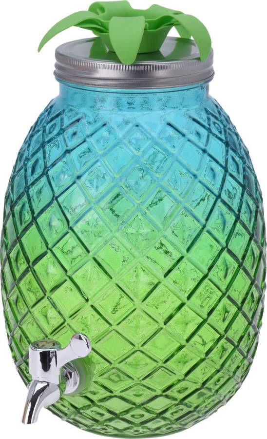 Merkloos Sans marque Glazen drank dispenser ananas blauw groen 4 7 liter Dranken serveren Drankdispensers