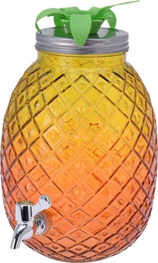 Merkloos Sans marque Glazen drank dispenser ananas geel oranje 4 7 liter Dranken serveren Drankdispensers