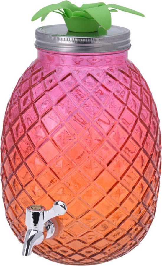 Merkloos Sans marque Glazen drank dispenser ananas roze oranje 4 7 liter Dranken serveren Drankdispensers