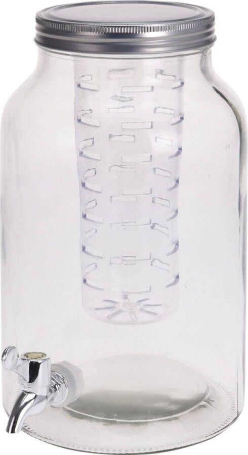 Merkloos Sans marque Glazen drank dispenser met infuser 4 liter Limonade drankdispenser met filter en tapkraantje