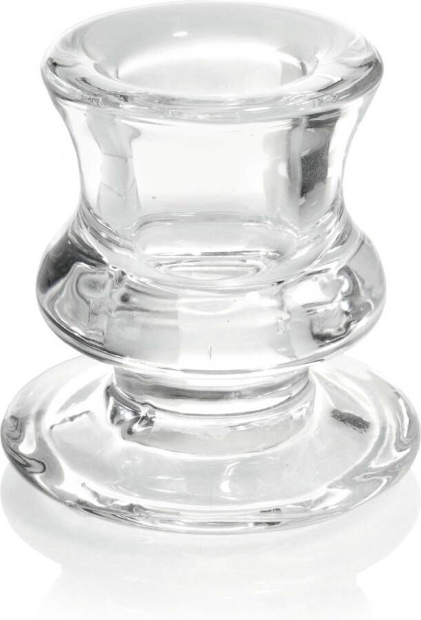 Merkloos Sans marque Glazen transparante kandelaar kaarsenhouder voor dinerkaarsen 6 cm Houder geschikt voor dinerkaarsen