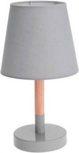 Merkloos Sans marque Grijze tafellamp schemerlamp hout metaal 23 cm Woondecoratie lamp op metalen voet grijs