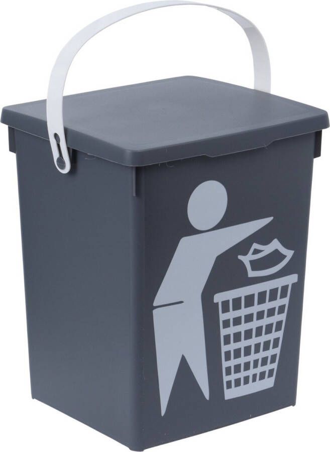 Merkloos Sans marque Grijze vuilnisbak afvalbak 5 liter Prullenbakken vuilnisbakken afvalbakken