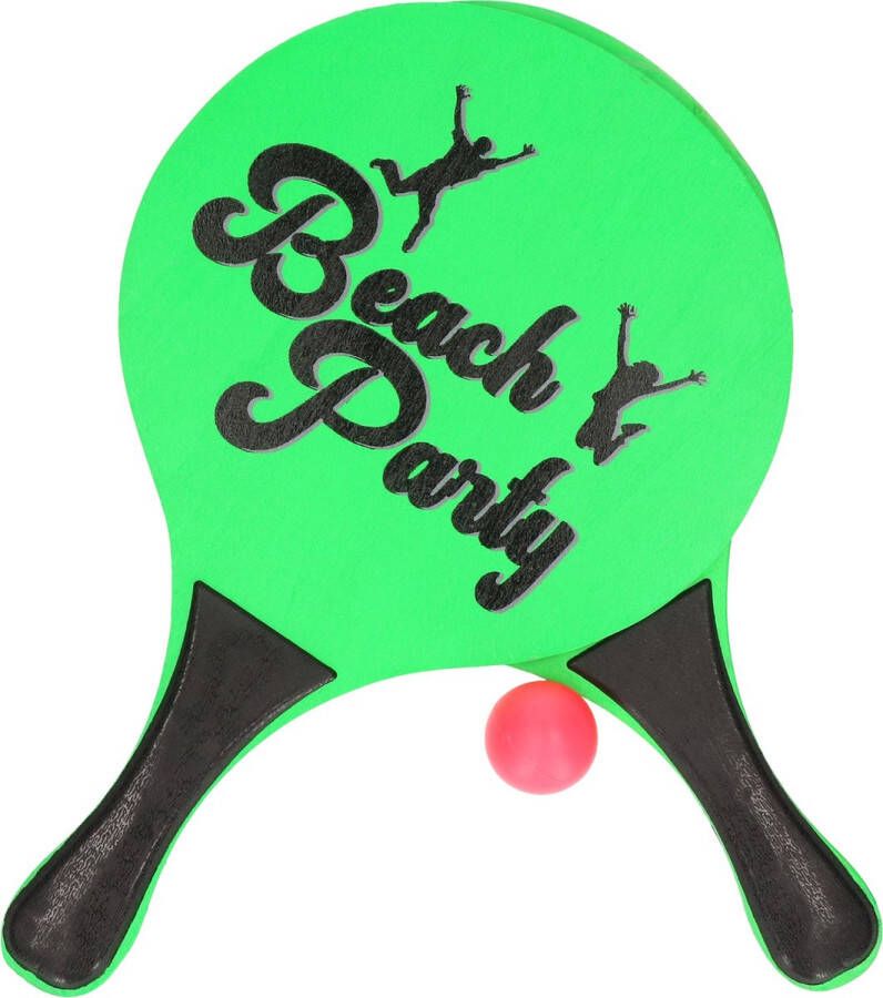 Merkloos Sans marque Groene beachball set buitenspeelgoed Houten beachballset Rackets batjes en bal Tennis ballenspel