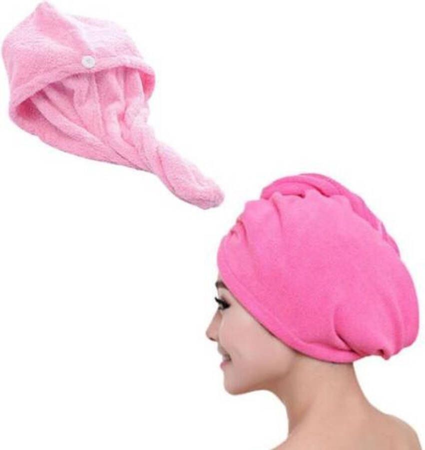 Merkloos Sans marque Haar handdoek Haar handdoeken Pakket met 2 handdoeken 2 Kleuren Roze Fuchsia Vocht opnemende handdoek Perfect voor het haar Uitstekende kwaliteit