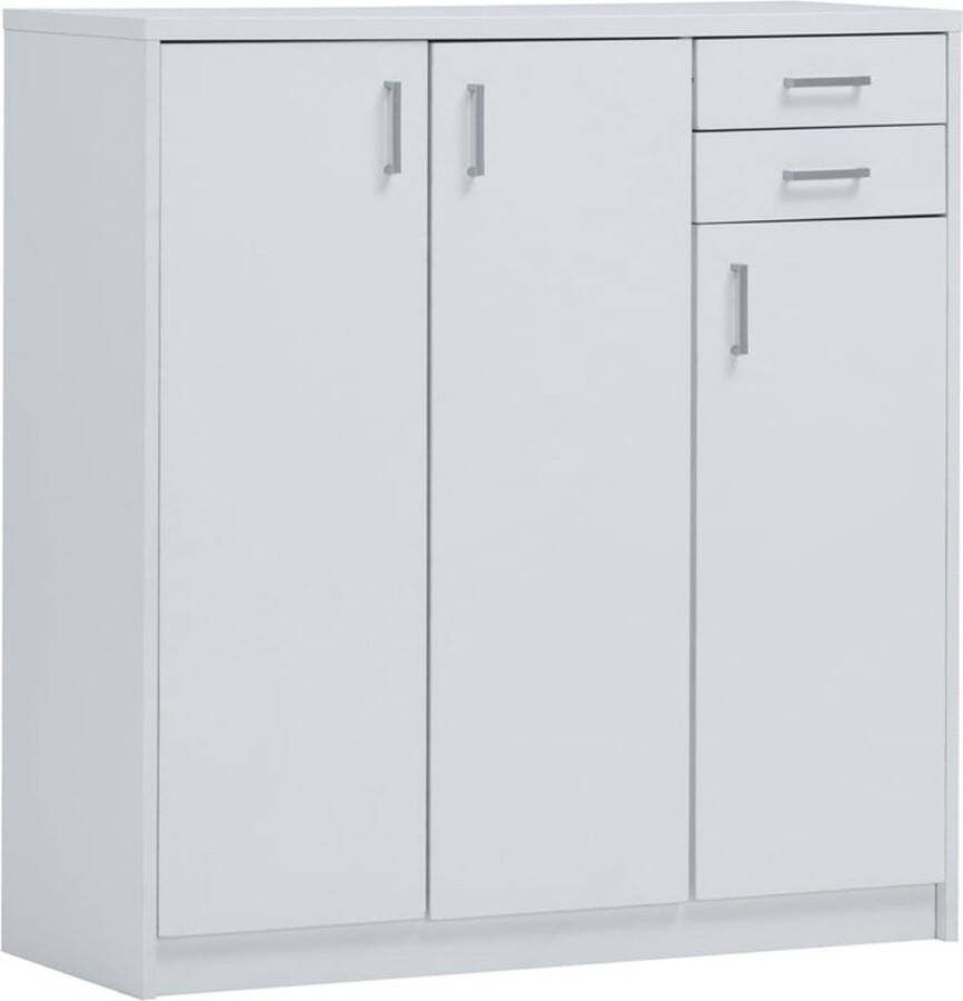 Halfhoge kast Roan Wit Breedte 106 cm Hoogte 110 cm Diepte 36 cm Met lades Met planken Met openslaande deuren