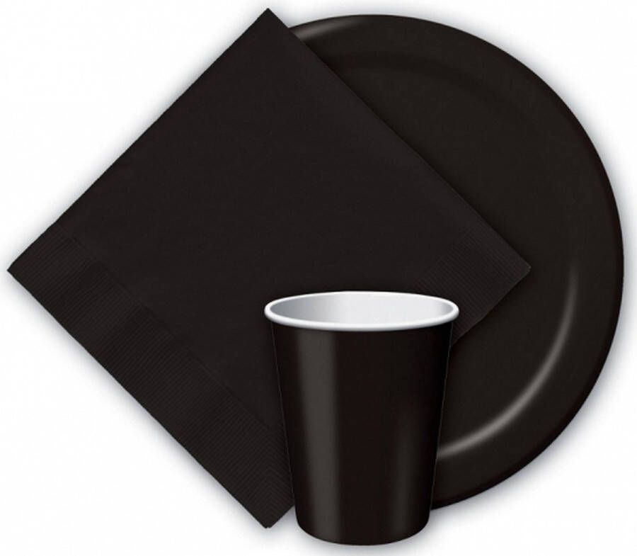 Merkloos Sans marque Halloween 40x Zwarte papieren feest bekertjes 256 ml Wegwerpbekertjes zwart van papier Halloween themafeest tafeldecoratie