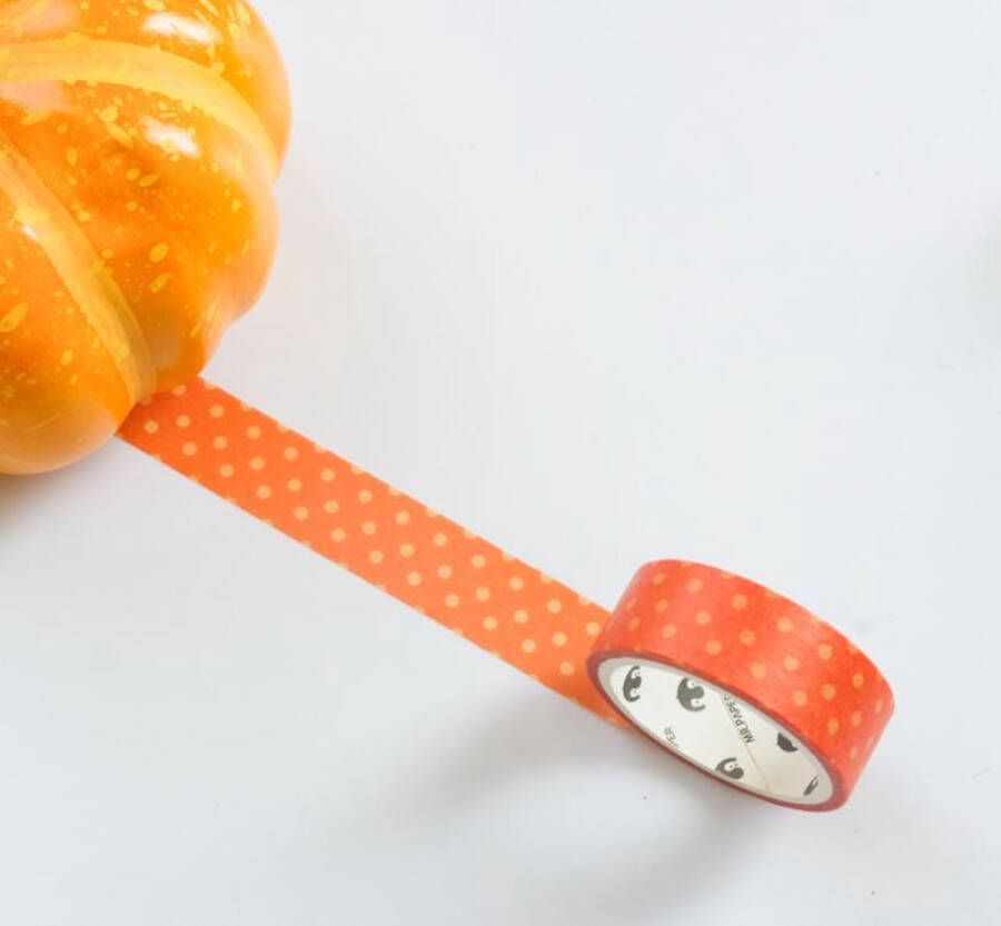 Merkloos Sans marque Halloween Oranje met Gele Stippen Washi Tape | Leuke Schattige Washi Tape | Bullet Journal | Journalling | Journaling | Masking Tapes | Washi Tapes | Plakboeken | Versieren | Inpakken | Plakken | Washi Tape Bullet Journal | Geel Oranje Stippen