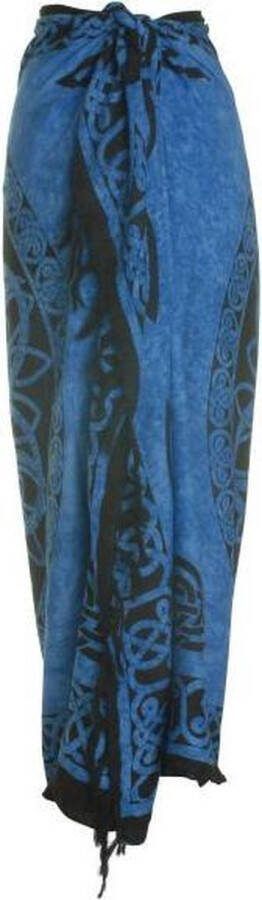 Merkloos Sans marque hamamdoek sauna doek yoga handdoek sarong tafelkleed tafellaken wandversiering figuren lengte 115 cm breedte 165 kleuren zwart blauw versierd met franjes. sinterklaascadeau kerstcadeau