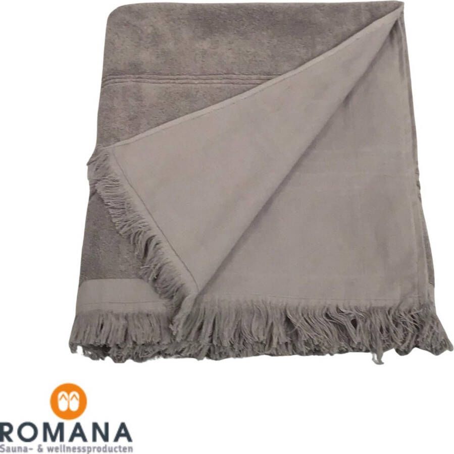 Merkloos Sans marque Handdoek | Hamamdoek met één zijde badstof | Terry | Taupe | 100 x 170 CM