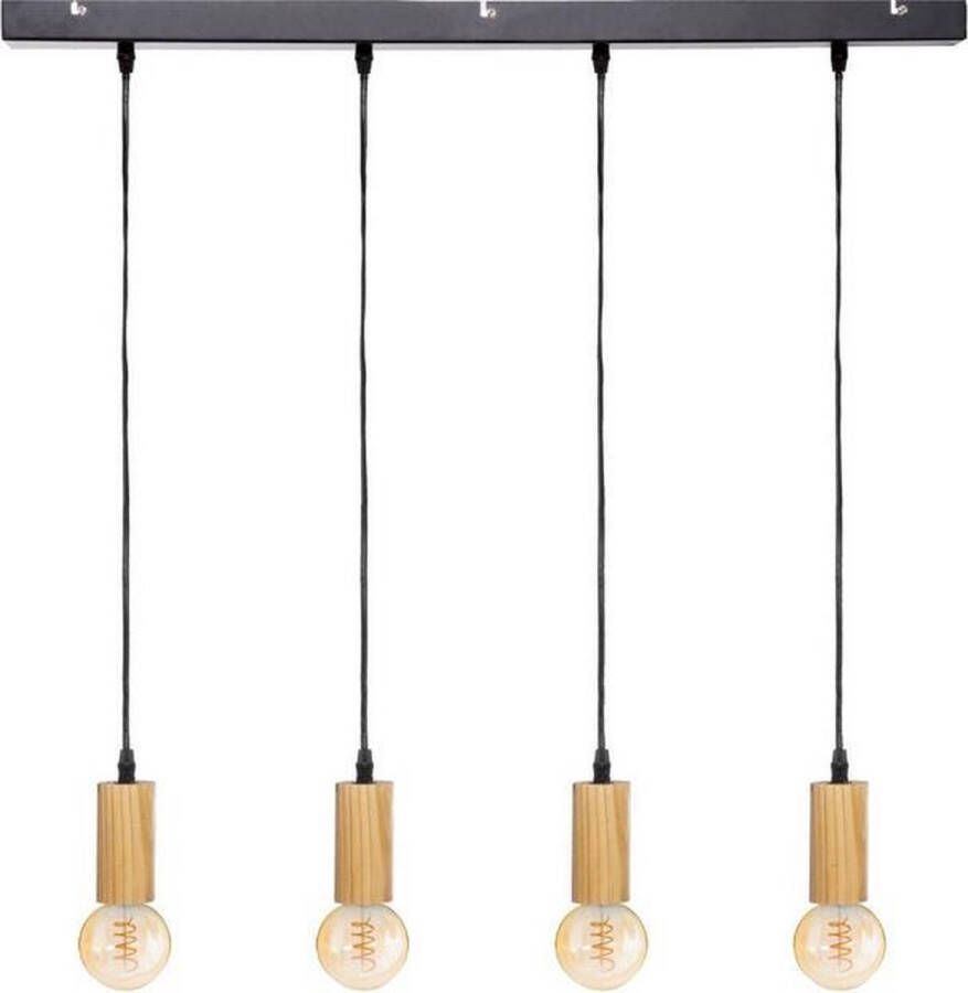 Merkloos Sans marque Hanglamp met 4 pendels van hout | Pendellamp zwart en hout lengte 80 cm