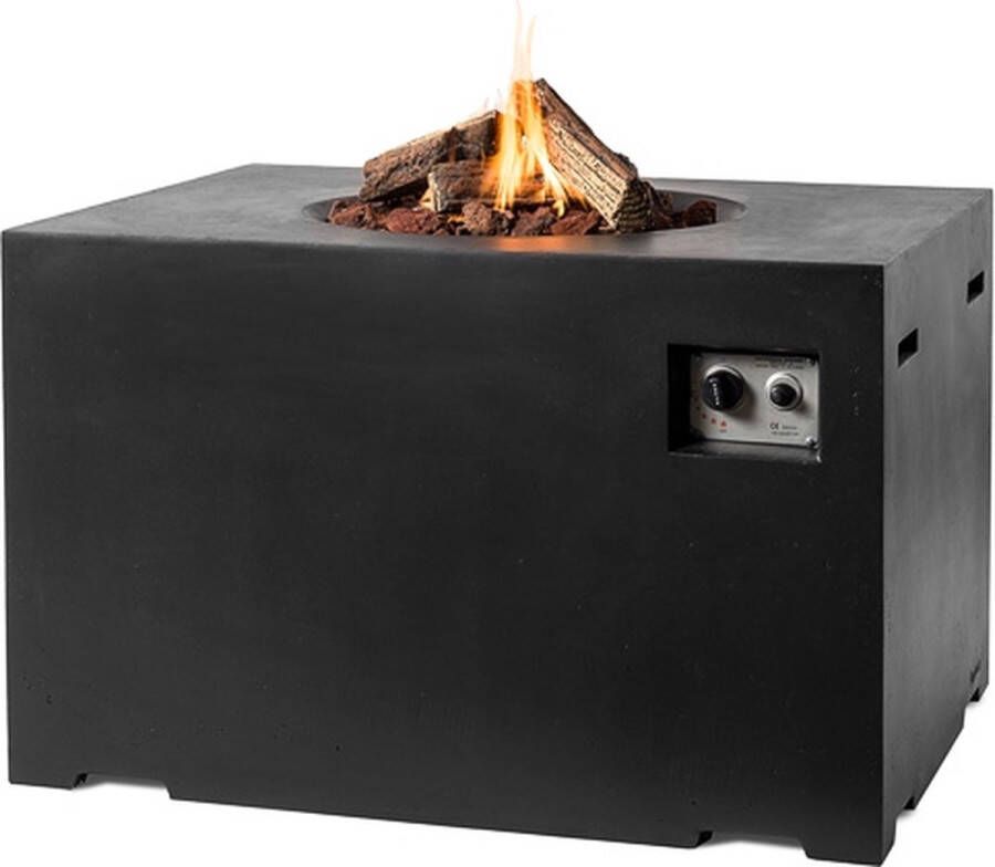 Merkloos Sans marque Happy Cocooning Vuurtafel Lounge&Dining Rechthoek Zwart + Gasdrukregelaar