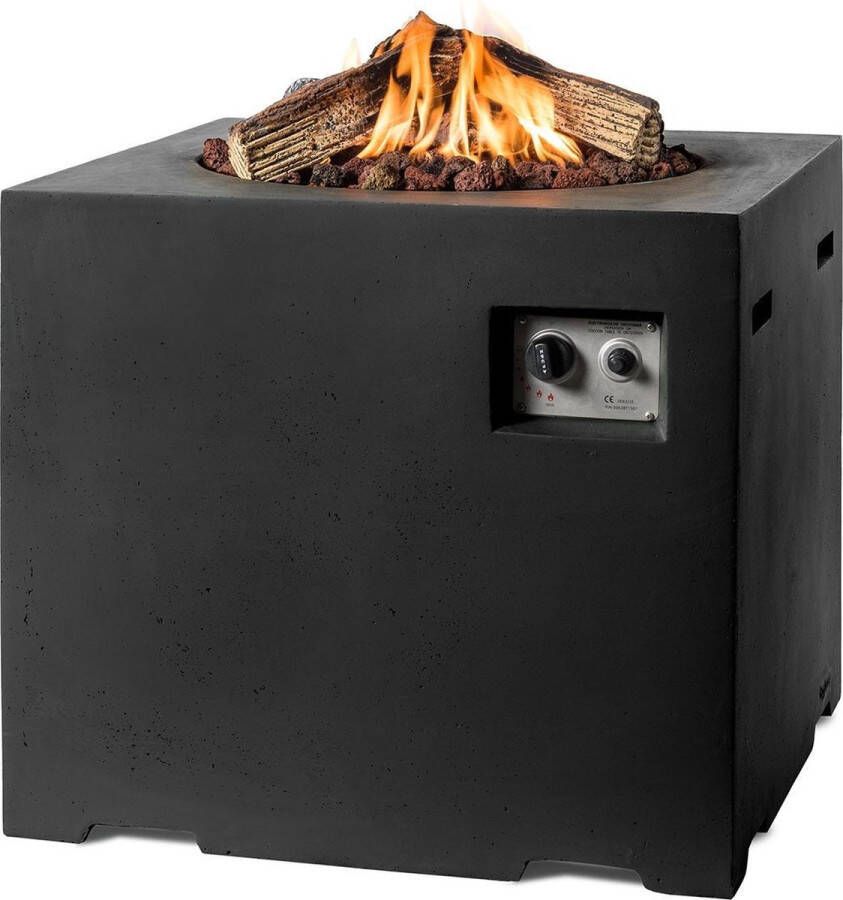 Merkloos Sans marque Happy Cocooning Vuurtafel Lounge&Dining Vierkant Zwart + Gasdrukregelaar