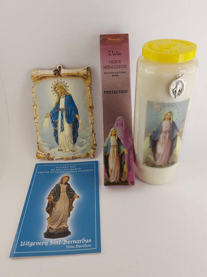 Merkloos Sans marque Heilige Maria Wonderdadig pakket Noveenkaars Icoonmuurplaatje gebed wierook en Medaille