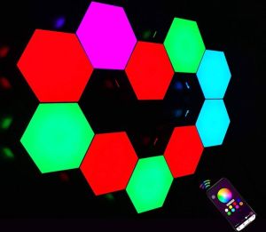 Merkloos Sans marque Hexagon Led Panelen Bedienbaar met App RGB Led verlichting Gaming schoencadeautjes sinterklaas 6 stuks