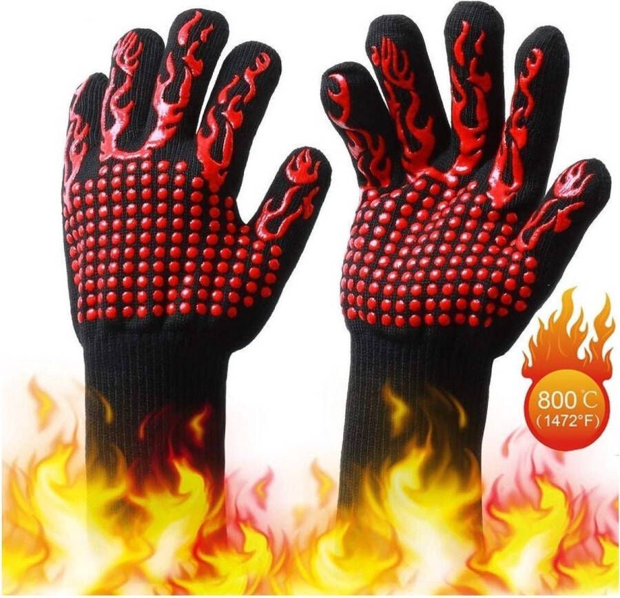 Merkloos Sans marque Hittebestendige Oven handschoenen BBQ Dubbel gevoerd Extra groot voor betere bescherming 2 Stuks