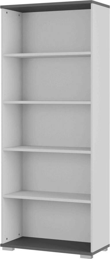 Hoge open kantoorkast Discovery Lichtgrijs Grafiet Breedte 80 cm Hoogte 200 cm Diepte 40 cm Met planken Zonder deuren