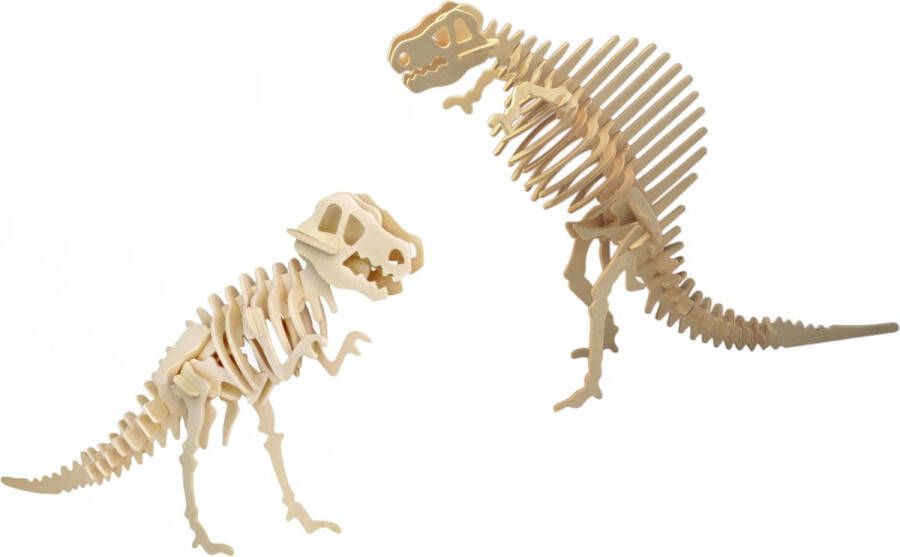 Merkloos Sans marque Houten 3D dieren dino puzzel set T-rex en Spinosaurus Speelgoed bouwpakketten