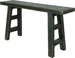 Merkloos Sans marque Houten bank zwart halbank zwarte kruk zwart bankje hout zwarte bank hout 100 cm