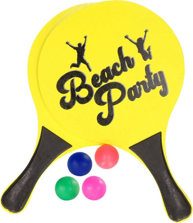 Merkloos Sans marque Houten beachball set geel met extra reserve balletjes strand camping spelletjes