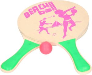Merkloos Houten Beachball Set Groen Beachballsets