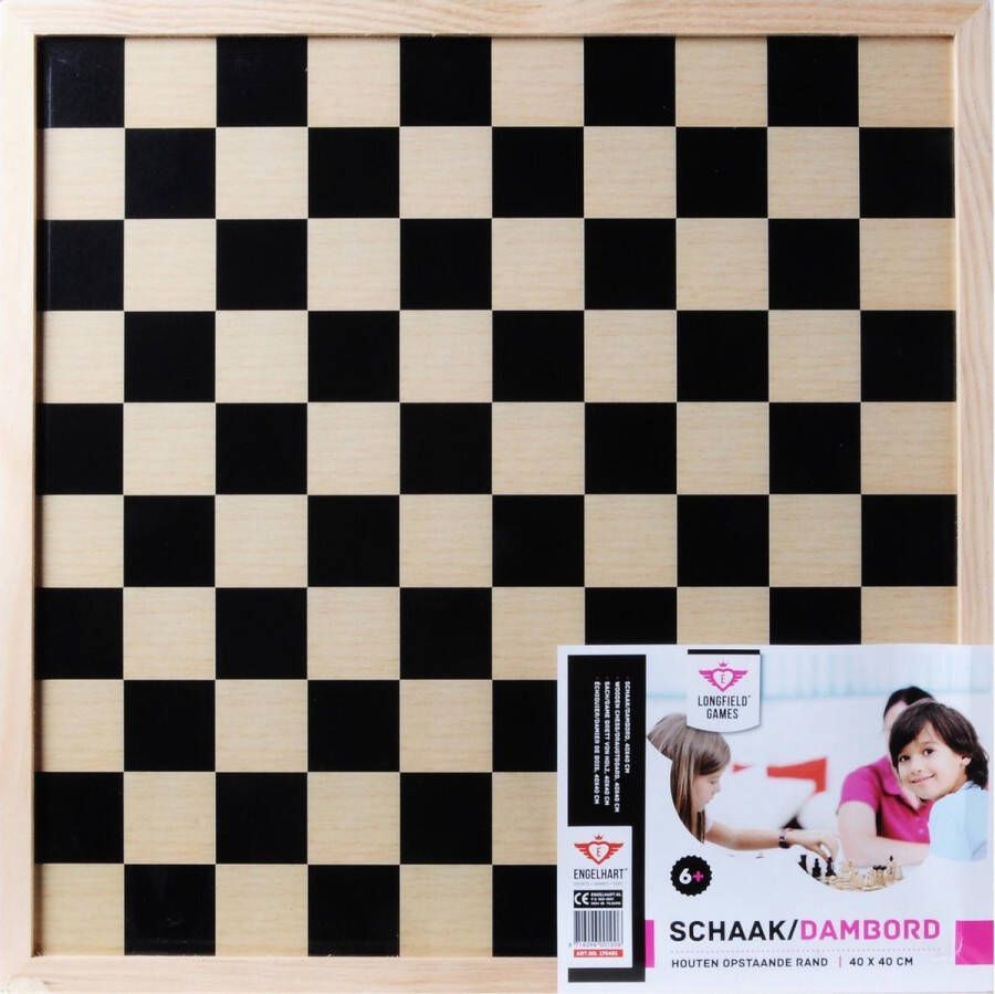 Merkloos Sans marque Houten schaakbord Dambord 40 x 40 cm Dammen en schaken spellen dubbelzijdig