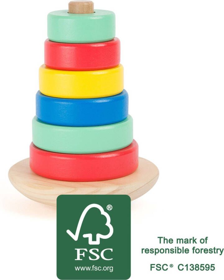 Merkloos Sans marque Houten stapel toren Move it! Multi kleuren FSC houten speelgoed 1 jaar