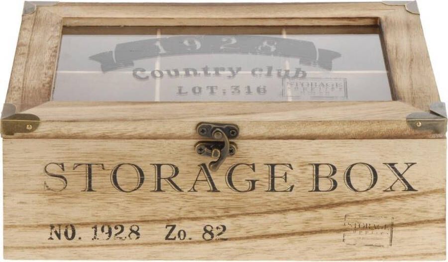 Merkloos Sans marque Houten theedoos bruin Storage Box 6-vaks 24 cm Theedozen theekisten van hout 24 cm