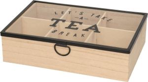 Merkloos Sans marque Houten theedoos bruin Tea break 6-vaks 25 cm Theedozen theekisten van hout 25 cm