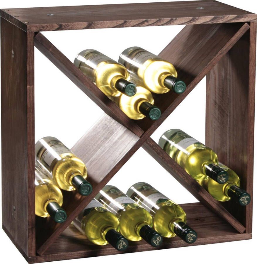 Merkloos Sans marque Houten wijnflessen rek wijnrek vierkant voor 24 flessen 25 x 50 x 50 cm Woonaccessoires decoratie Wijnflesrekken wijnflessenrekken wijnrekken Rek houder voor wijnflessen