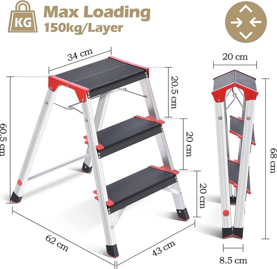 Huishoudtrap – small ladder – kitchen step – household step – mini ladder